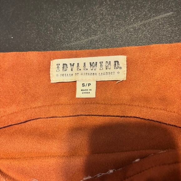 Idyllwind Fringe Mini Skirt S Brown Suede Look Studded Western Boho Cowgirl - Picture 6 of 7